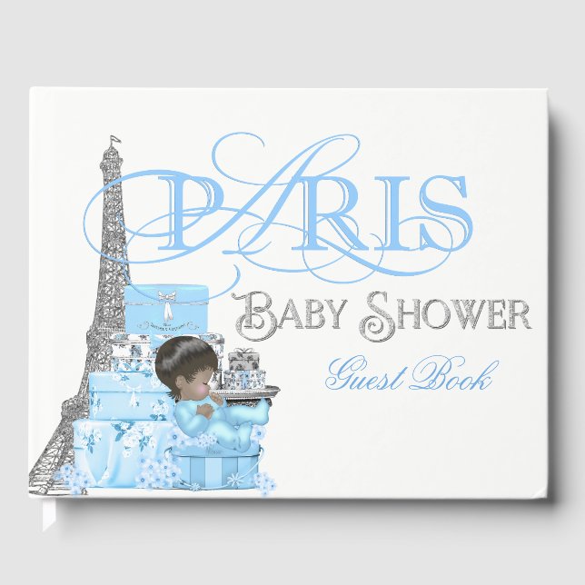 Libro De Visitas Boys Paris Baby Shower Guest Book (Anverso)