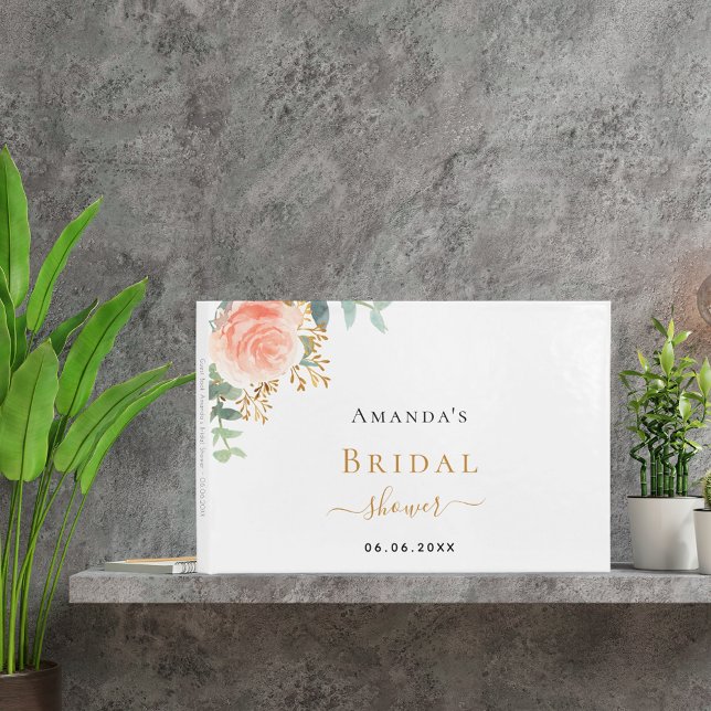 Libro De Visitas Bridal Shower rosa oro sonoro floros rosados nombr (Subido por el creador)