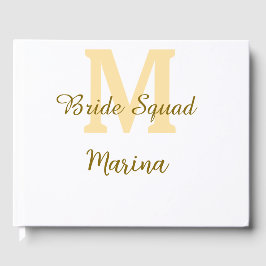 Libro De Visitas Bride squad monogram golden bridal shower simple 