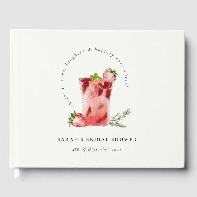 Libro De Visitas Brindis de Boda de Cóctel Margarita Rosa de Fresa (Anverso)