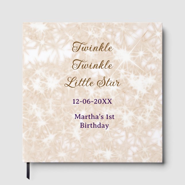 Libro De Visitas Brown glitter twinkle twinkle little star birthday (Anverso)