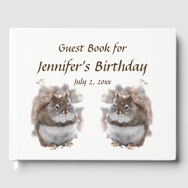 Libro De Visitas Brown Squirrels Animal Birthday Party Guest Book (Anverso)