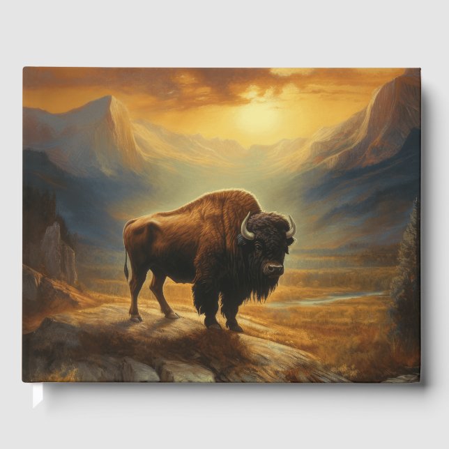 Libro De Visitas Buffalo Bison Sunset Silhouette (Anverso)