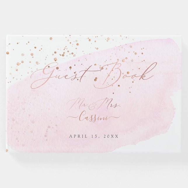 Libro De Visitas Burbujas de champán rosado Blush Swatch de acuarel (Anverso)