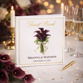 Libro De Visitas Burgundy Calla Lily Wedding Bouquet Ivory Ribbon 