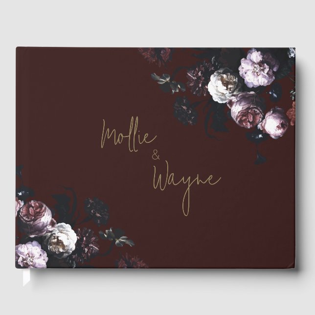 Libro De Visitas Burgundy Floral Guest Book (Anverso)