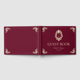 Libro De Visitas Burgundy Gold Baroque Wedding