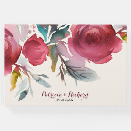Libro De Visitas Burgundy Marsala Boho Boda romántico floral
