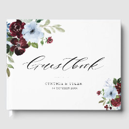 Libro De Visitas burgundy polvoriento boda azul