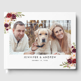 Libro De Visitas Burgundy Red Floral Names Date Photo Boda