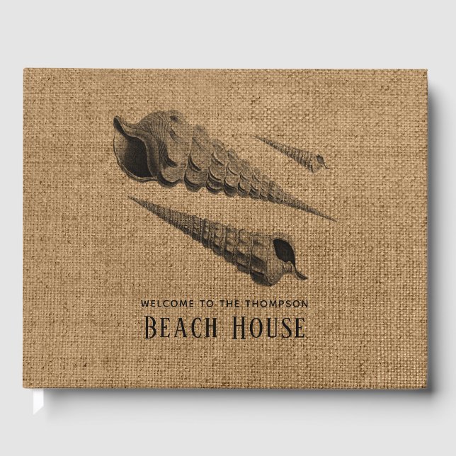Libro De Visitas Burlap Shells Family Beach House (Anverso)
