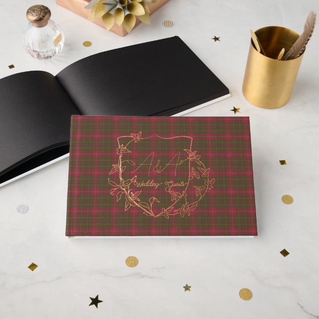 Libro De Visitas Burnett Weathered Original Escocia Tartán (Anverso Abierto)