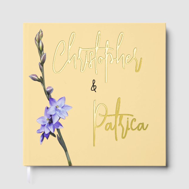 Libro De Visitas Butter Yellow & Lilac SunOrchid Photo Wedding (Anverso)