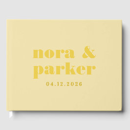 Libro De Visitas Butter Yellow Simple Monogram Wedding