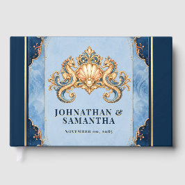 Libro De Visitas Caballito de mar elegante día de boda de playa vin