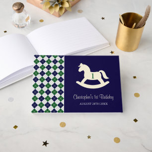 Libro De Visitas Caballo mecedor elegante de Argyll para 1er cumple