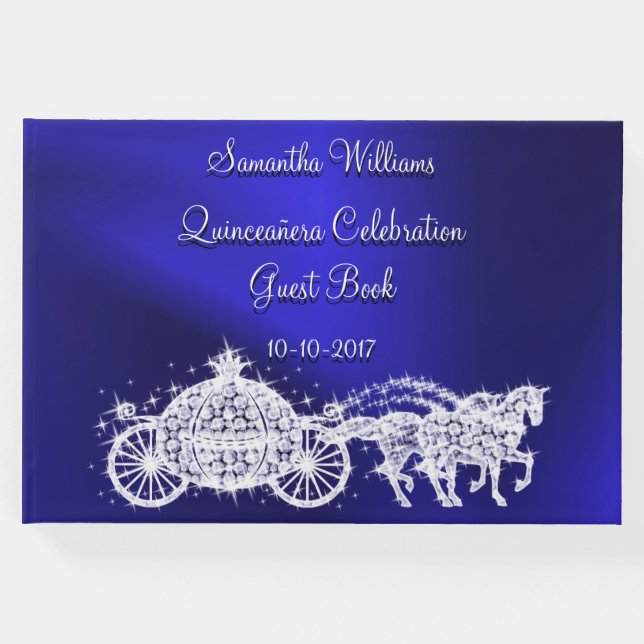 Libro De Visitas Caballo Princesa Azul y Caballos Quinceañera (Anverso)