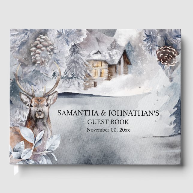 Libro De Visitas Cabaña de bosque de bosques de nevado en el campo  (Anverso)