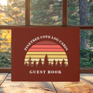 Libro De Visitas Cabaña de Lago Puesta de Sol Roja Personalizada
