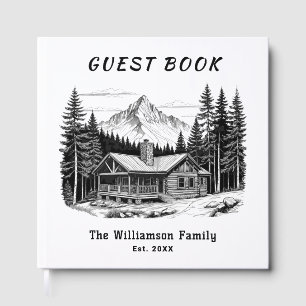 Libro De Visitas Cabaña Rústica de Montaña con Nombre de Familia Pe
