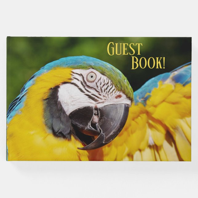 Libro De Visitas Cabeza de un macao azul y amarillo (Anverso)