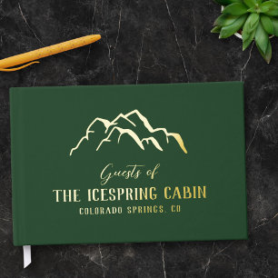 Libro De Visitas Cabin de cumbres de montaña rústica verde oscuro