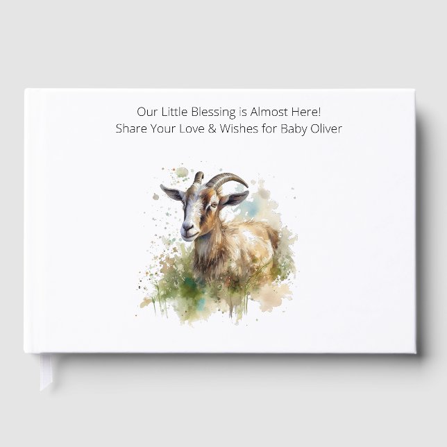 Libro De Visitas Cabra de granja acuarela, personalizado (Anverso)