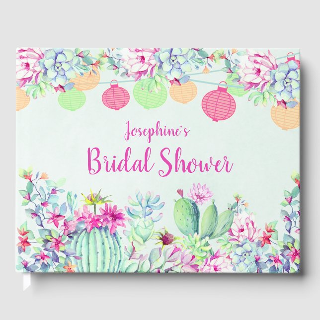 Libro De Visitas Cactus de ducha de novia Suculentas linternas (Anverso)