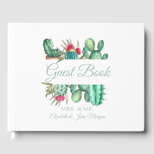 Libro De Visitas Cactus de lunares en acuarela (Anverso)
