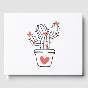 Libro De Visitas Cactus lindo con corazones en verde