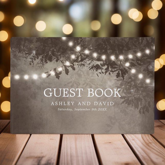 Libro De Visitas Cadena de árbol rústico ilumina a Boda marrón (Subido por el creador)