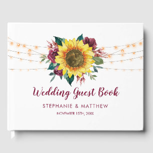 Libro De Visitas Cadena De Girasol Rústico Enciende A Boda Floral