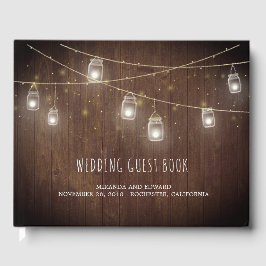 Libro De Visitas Cadenas rusticas de Mason Jars Luchan contra Boda