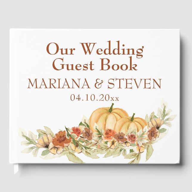 Libro De Visitas Cae la acuarela rusa en Boda de calabaza de amor (Anverso)