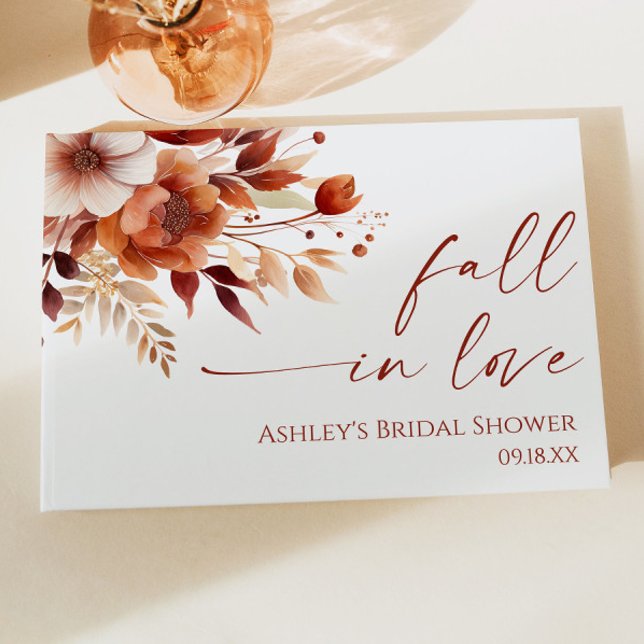 Libro De Visitas Caer Enamorada Rusty Burgundy Floral Bridal Shower (Subido por el creador)