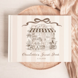 Libro De Visitas Café Bebe Arco Dibujado a Mano Neutral para Baby S