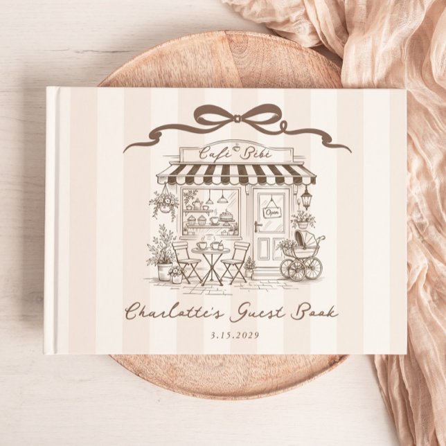 Libro De Visitas Cafe Bebe Gender neutral Handdrawn Bow Baby Shower (Subido por el creador)