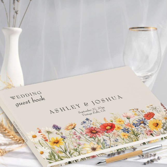 Libro De Visitas Caída de flores silvestres rusas y Boda floral de  (Floral Wedding Guest Book from the Rustic Wildflower Wedding Collection by Darling & May)