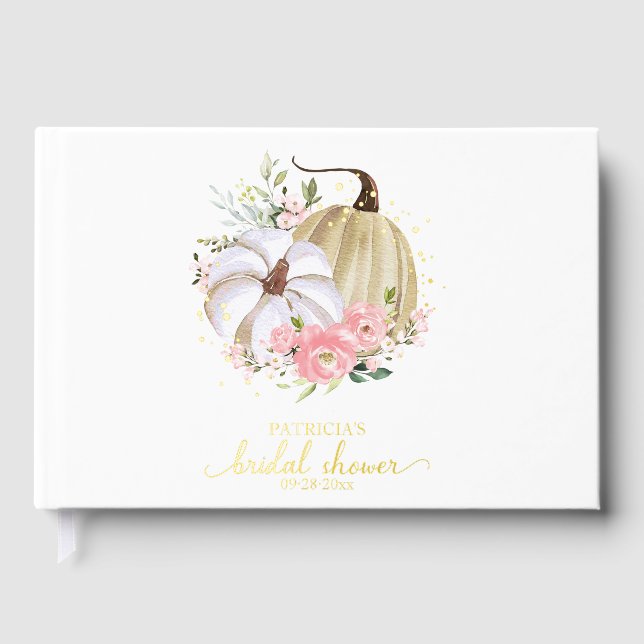 Libro De Visitas Calabaza Floral Rosa Otoño (Anverso)