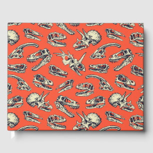 Libro De Visitas Calaveras de dinosaurios de naranja y marina