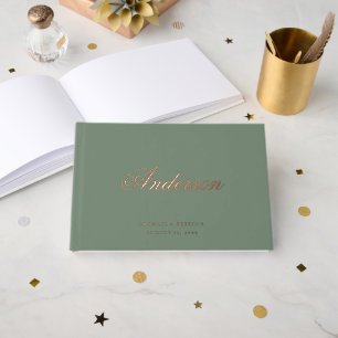 Libro De Visitas Caligrafía Apellido Dark Sage Green Boda