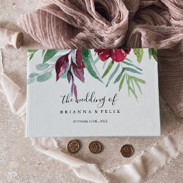 Libro De Visitas Caligrafía Boda floral de color tropical