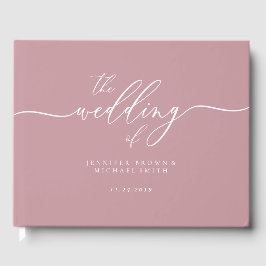 Libro De Visitas Caligrafía de boda elegante rosa rubor
