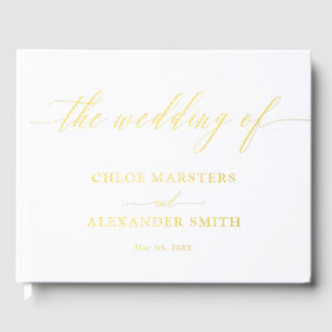 Libro De Visitas Caligrafía delicada boda oro blanco