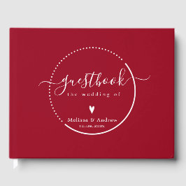 Libro De Visitas Caligrafía elegante - Boda rojo carmín