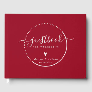 Libro De Visitas Caligrafía elegante - Boda rojo carmín