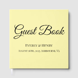 Libro De Visitas Caligrafía elegante negra y amarilla de boda