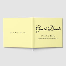 Libro De Visitas Caligrafía elegante negra y amarilla de boda