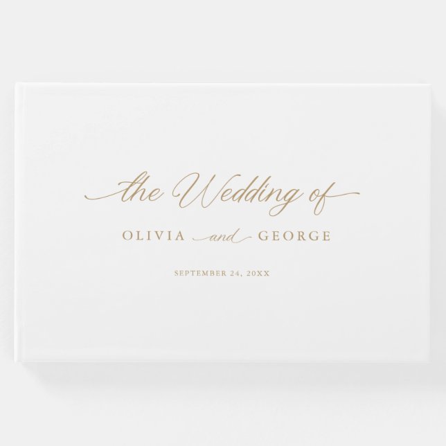 Libro De Visitas Caligrafía Gold Elegant Modern Script (Anverso)