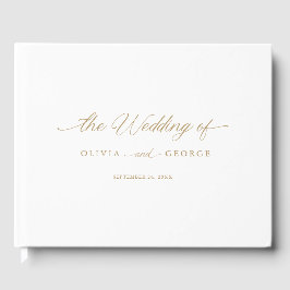 Libro De Visitas Caligrafía Gold Elegant Modern Script